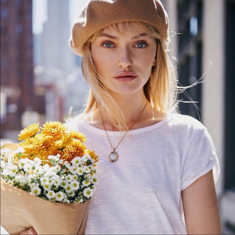 Free People 💯 Felt Wool Camel Tan Beret Parkhurst